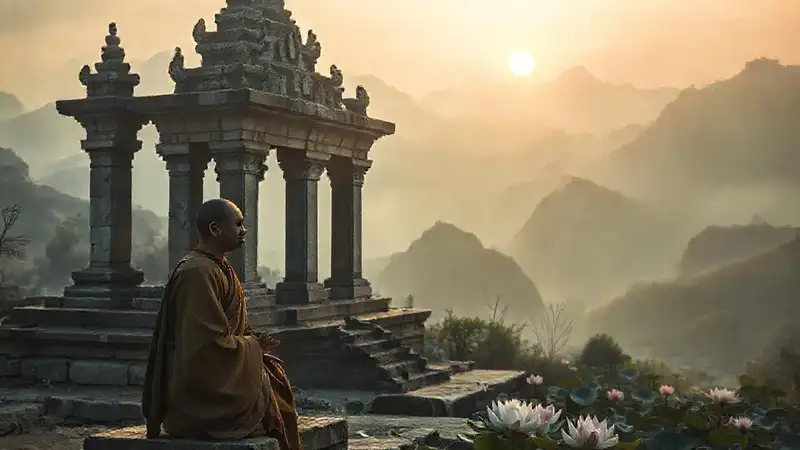 Ancient ruins evoke serene, peaceful contemplation