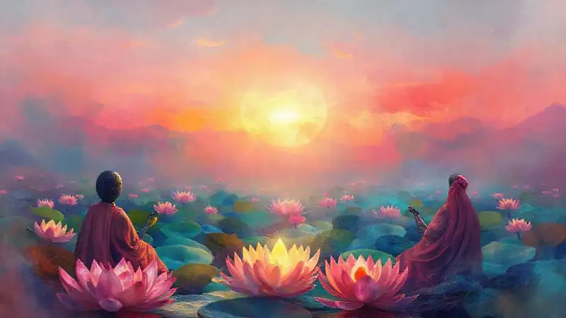 Tranquil meditation evokes ethereal beauty